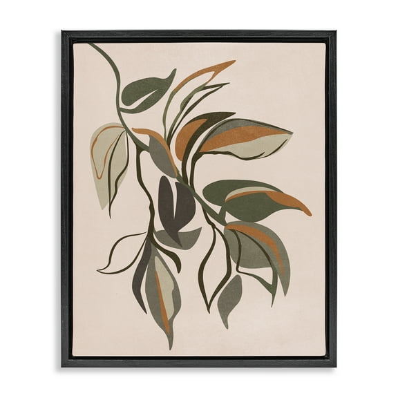 Stupell Industries Hanging Botanical Ivy Plants & Flowers Painting Black Floater Framed Canvas Art Print Wall Art, 17 x 21
