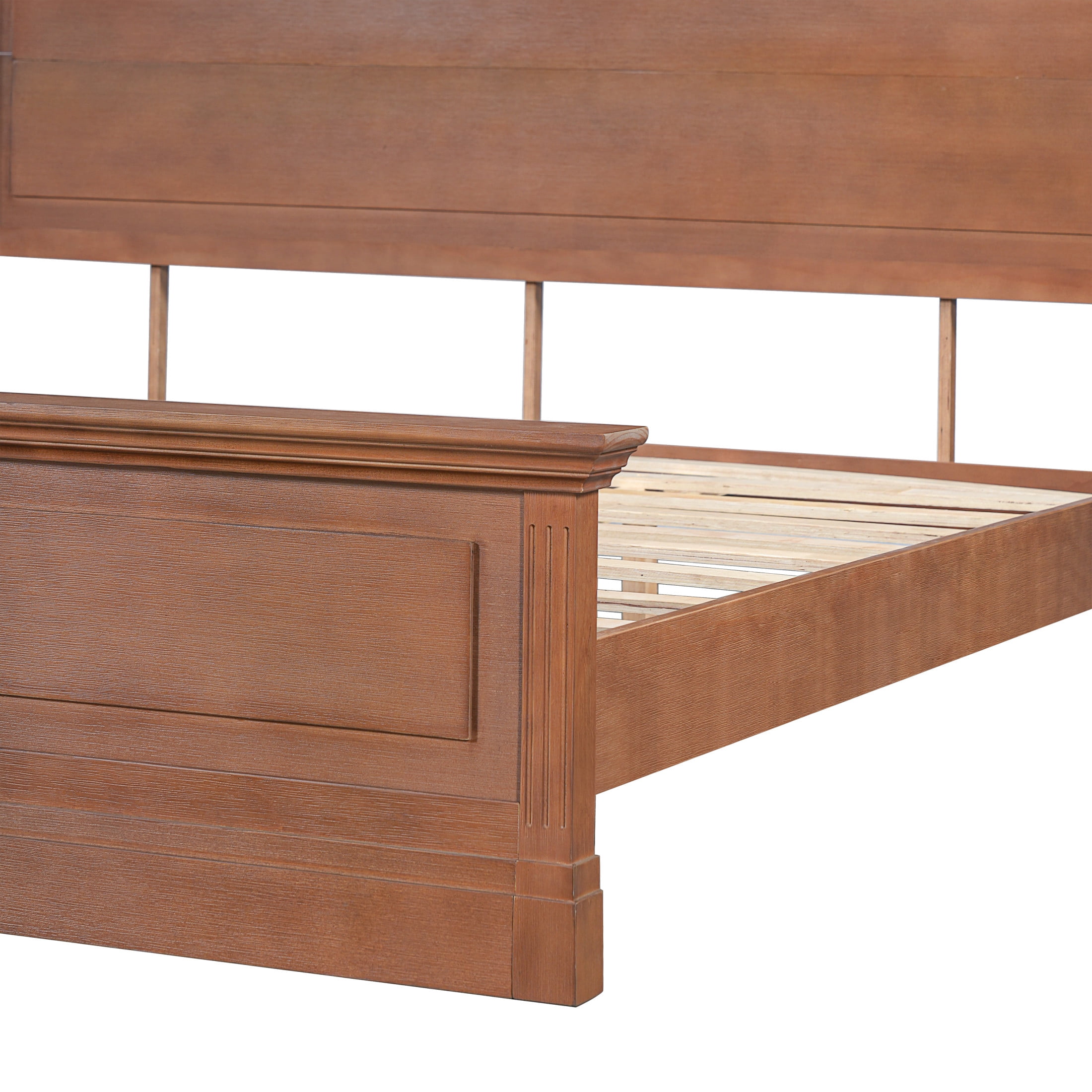 Christopher Knight Home Rustic Solid Wood Queen Bed Frame with High Headboard and Footboard, Brown