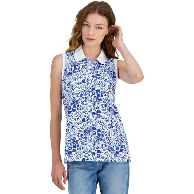 Tommy Hilfiger Polo Imprimé pour Femmes, Blanc, XX-Grand