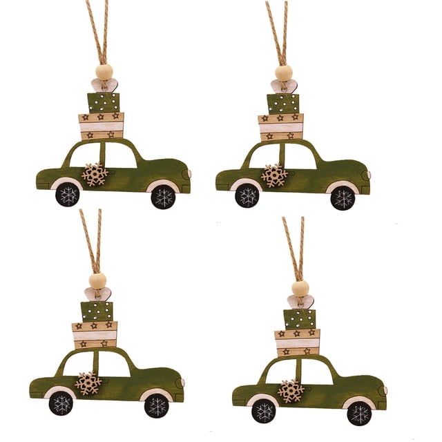 Ganfancp 4Pc Árbol de Navidad de Madera Colgante Cabina Coche Ornamento Xmas Party Home Decor Ofertas Del Día 4X Christmas Charms