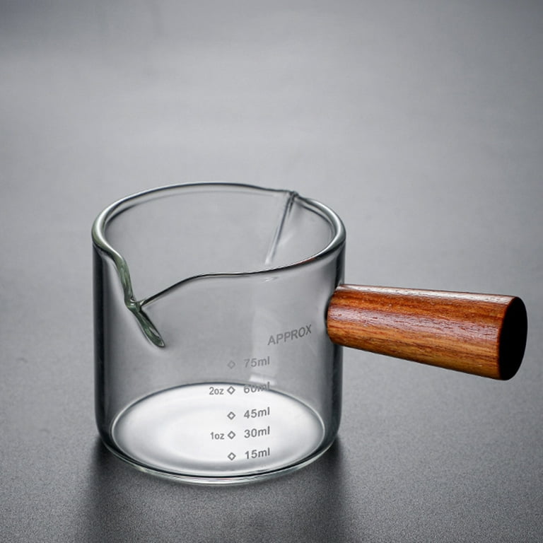 Double Spout Espresso Shot Glass with Wood Handle Espresso Glass