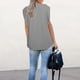thumbnail image 3 of Camisa de manga corta para mujer, cuello en V, cuello vuelto, ajuste holgado, manga corta, para el trabajo, citas en la calle, compras, gris, XL, 3 of 5