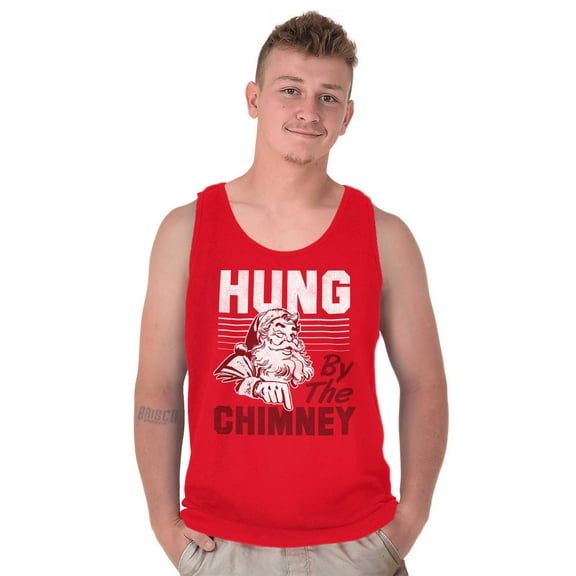 Xmas Hung By The Chimney Santa Claus Tank Top Sleeveless Tee Men Brisco Brands S
