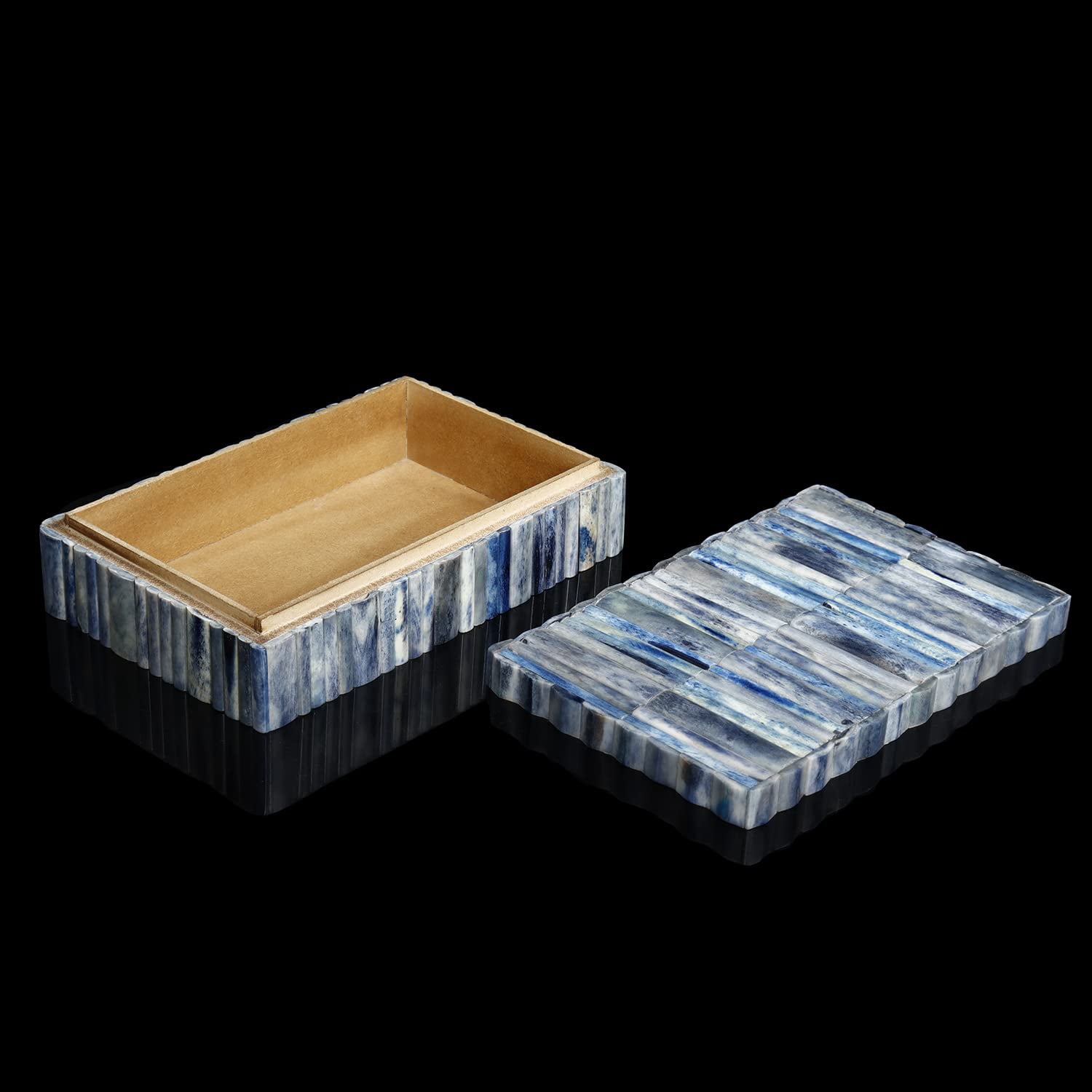 Handicrafts Home Decorative Box - Handmade Jewelry Organizer Box with Lid - Keepsake Box for Home Decor, Jewelry, Accessories, Collectibles - Modern Wooden Storage Box - Ocean, 8X5X2 inch