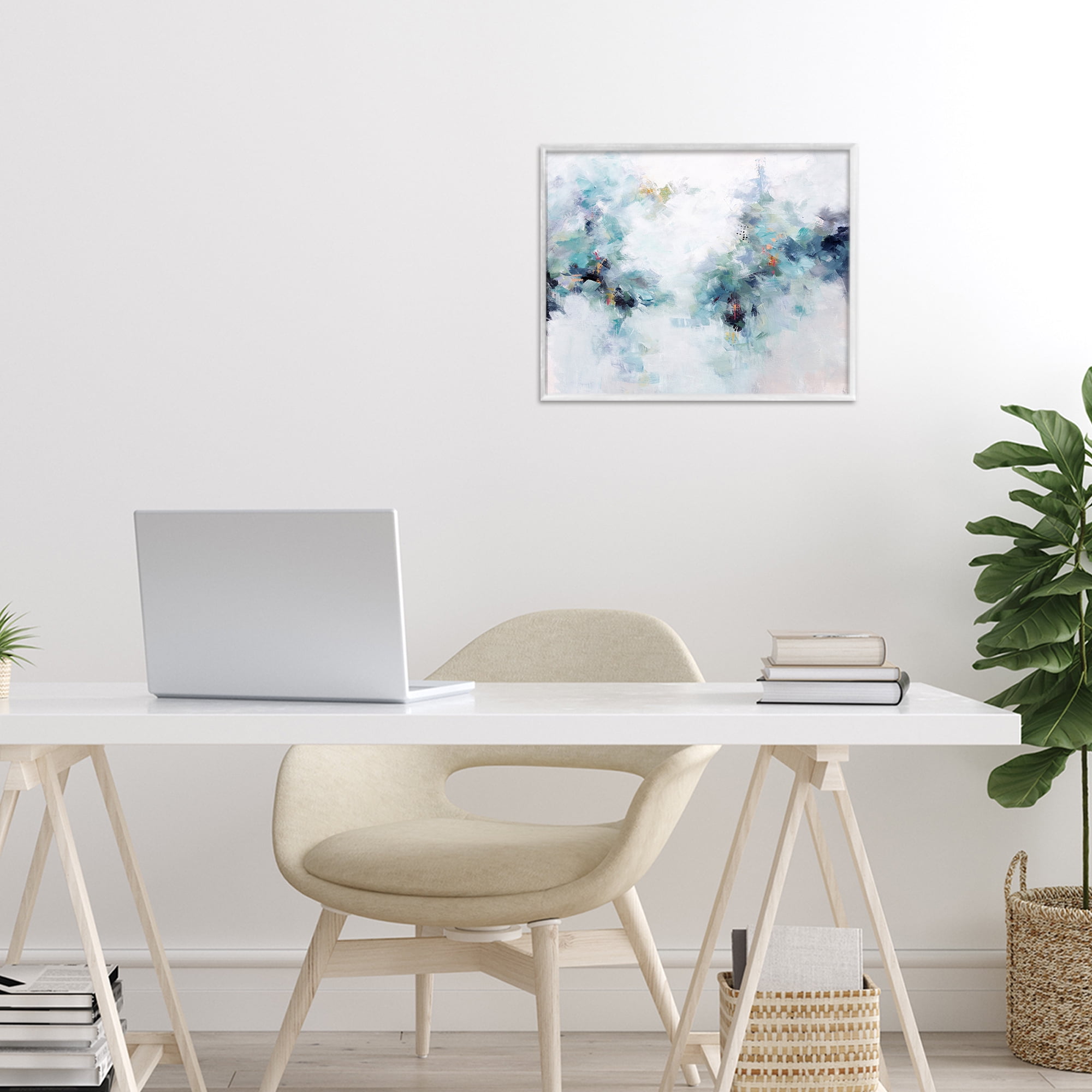 Reaching Out Abstraction White Framed Giclee Art, design by Karen Hale