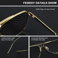 thumbnail image 4 of FEISEDY Retro Oversized Aviator Sunglasses for Women Men Trendy Square Shades UV400 Metal Sun Glasses B2874, 4 of 14