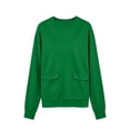 thumbnail image 7 of Tqcoqu Women's Solid Crew Neck Pullover Sweatshirt with Dual Front Patch Pockets,Long Sleeve Loose Casual Tops for Fall Winter,Green Women's S-XXL, 7 of 7