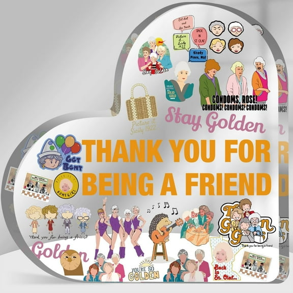 TV Show Fans Gifts for Women, Thank You for Being A Friend, BFF Best Friend Birthday Gift, Desk Decoration Heart Shape Acrylic Friendship Gifts for Women Buddies Besties