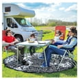 thumbnail image 2 of Keeomi 5Ft Round Outdoor Rug for Patios Waterproof, Plaid Reversible Door Mat Plastic Camping Rugs, Straw Rug Indoor Rugs Carpet for RV, Deck, Balcony, Porch, Picnic, Beach, Blue/White, 2 of 7