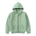 thumbnail image 2 of SEAOPEN Girls Boys Full Zip Hoodies High Neck Mid-weight Fleece Hooded Sweatshirts for Children Green 110, 2 of 3