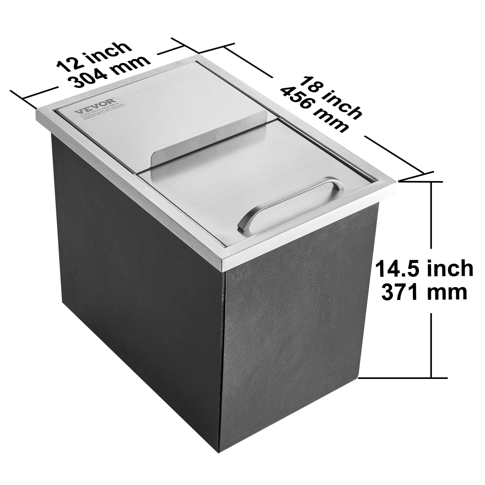 KFFKFF 18"x12"x14.5" Drop in Ice Chest Ice Cooler Ice Bin Stainless Steel w/Cover