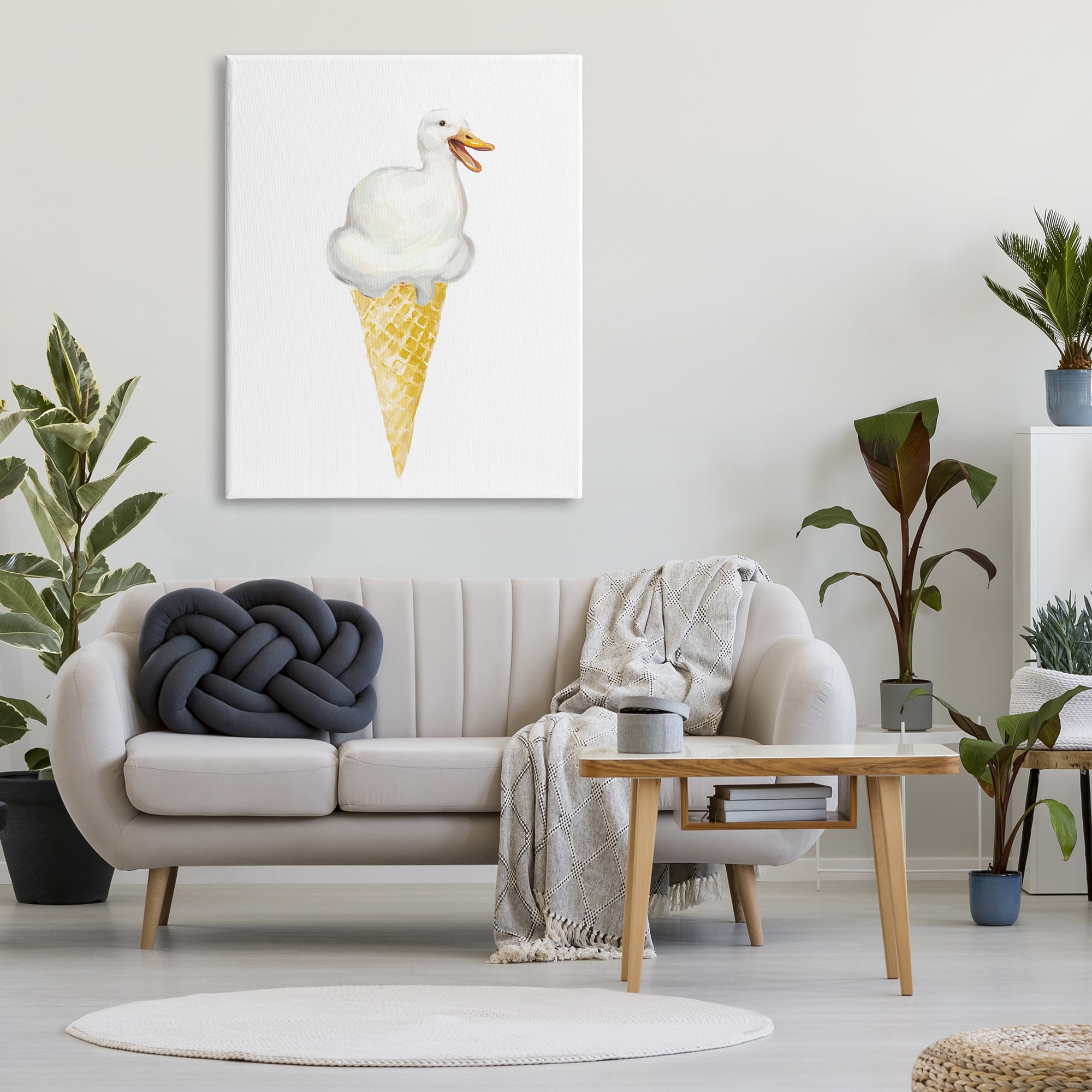 Stupell Industries Duck Ice Cream Cone Animals & Insects Painting Gallery Wrapped Canvas Art Print Wall Art, 36 x 48
