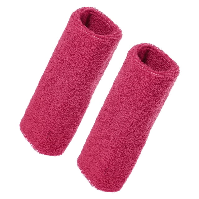 1 par de muñequeras, muñequeras de algodón absorbente de sudor, hilo de látex, rosa roja 8x15 cm