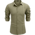 thumbnail image 3 of UKAP Mens Shirts Lapel Neck Blouse Button Down Tops Regular Fit Work Tunic Shirt Green 3XL, 3 of 8