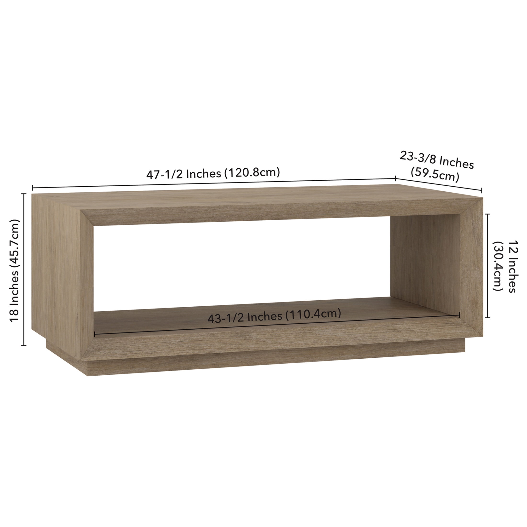Evelyn&Zoe Tannen 48" Wide Rectangular Coffee Table, Antiqued Gray Oak