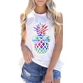 thumbnail image 1 of Gpoecd Débardeurs d'Été pour Femmes Décontractés Mode Imprimé Ananas Sans Manches Col Rond Blouse Camisole Hauts pour Femmes 04_White,m, 1 of 4