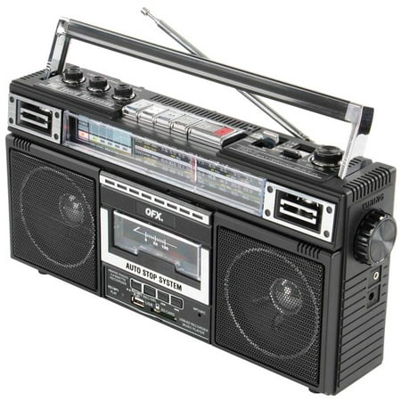 QFX J-220BT ReRun X Cassette Player Boombox with 4-Band Radio, MP3 Converter, and (Best Boombox Cd Player 2019)