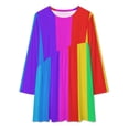 thumbnail image 2 of Rainbow Stripes Loose Dress Evening Dress Summer Dresses for Women Luxury Dress Long Sleeved Dress, 2 of 4