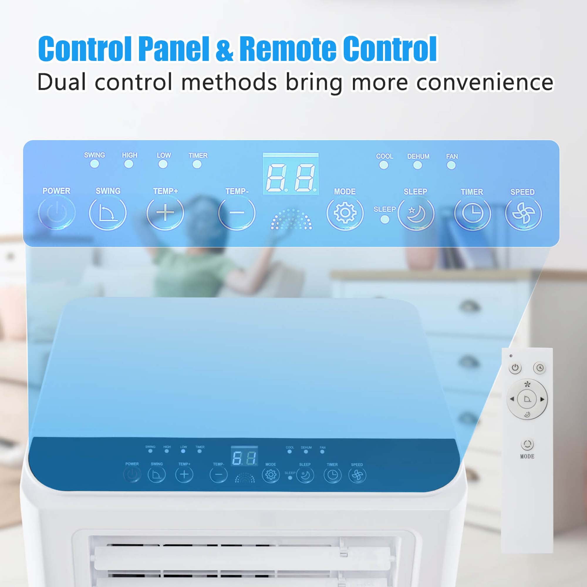 Costway 8000 BTU (5000 BTU DOE) 250 Sq Ft Portable Air Conditioner, White