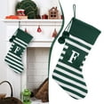 thumbnail image 2 of 20 Inches Initial Christmas Stocking Monogram Embroidered Christmas Stocking, Striped Knitted White Green Letter Stockings for Family Holiday and Xmas Tree Fireplace, 2 of 9
