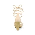 thumbnail image 2 of BLISSFUL STEP Sandales pour Femmes Talons Compensés à Lanières Lacées Beige 6, 2 of 6