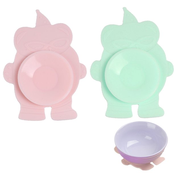 (Paquete de 2) vajilla para niños, estera de succión mágica para niños, ventosas portátiles, plato antideslizante, cuenco, mantel individual para cubiertos