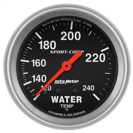 AUTO METER 3432 2-5/8IN WATER TEMP, 120- 240F, 6FTTUBING, MECH