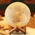 thumbnail image 3 of Lámpara 3D En Forma De Luna, 2 Colores, Recargable Por Usb, Luz Nocturna, Hermosa Luz Sensible Con Soporte De Madera Para Habitación, Regalo De Navidad Minnieouse HA025311-02, 3 of 5