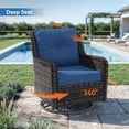 thumbnail image 2 of ALAULM 7PCS Rattan Patio Furniture Set, Wicker Outdoor Sofa Set w/2 Swivel Rocking Chairs, 2 coffee tables of different sizes, 2 Ottomans, Navy, 2 of 8