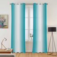 thumbnail image 2 of Ombre Turquoise Kitchen Curtains 96 Inch Length, Gradient White Abstract Minimalist Stripe Grommet Top Bedroom Living Room Curtains, Light Filtering Cafe Curtain Drapes 2 Panels Set 104''x96'', 2 of 9