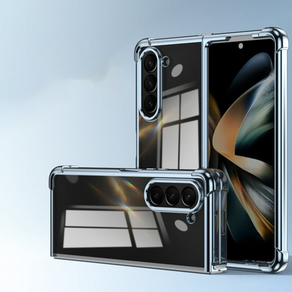 Dteck Transparent Case for Samsung Galaxy Z Fold 6,Shockproof Electroplated PC Case Slim Cover for Galaxy Z Fold 6 5G,Blue