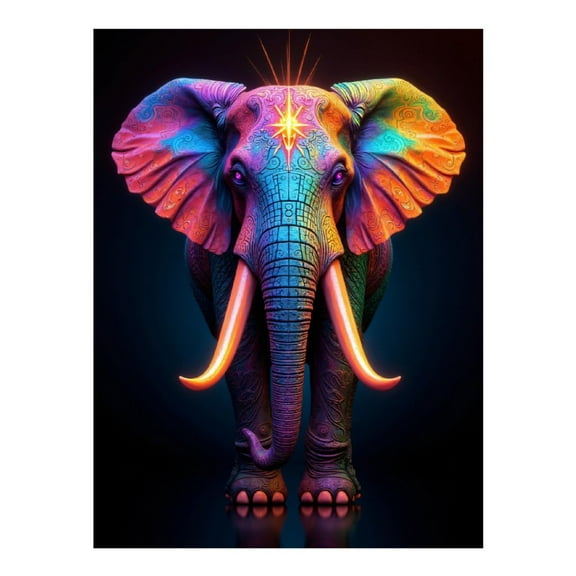 Diamond Art Kit for Adults, Colorful Patterned Elephant Artwork Diamond Painting for Adults Beginners, 5D DIY Diamond Art Painting Kits, Colorful Diamond Painting Craft for Home Decor 12x16