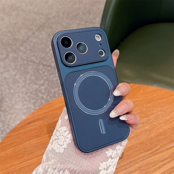 Magnetic Case For iPhone 12 Pro Max, Compatible with MagSafe, Shockproof Protective Cover with Honeycomb Texture Design, Luxury Slim Fit Non-Slip Skin For iPhone 12 Pro Max,Dark Blue