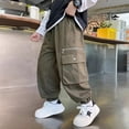 thumbnail image 4 of Afdoent Boys Casual Cargo Pants Casual Streetwear Hop Style Tapered Sweatpants For Teen Youth Kids Comfortable Athletic Streetwear Fashion 14-15 Years, 4 of 5