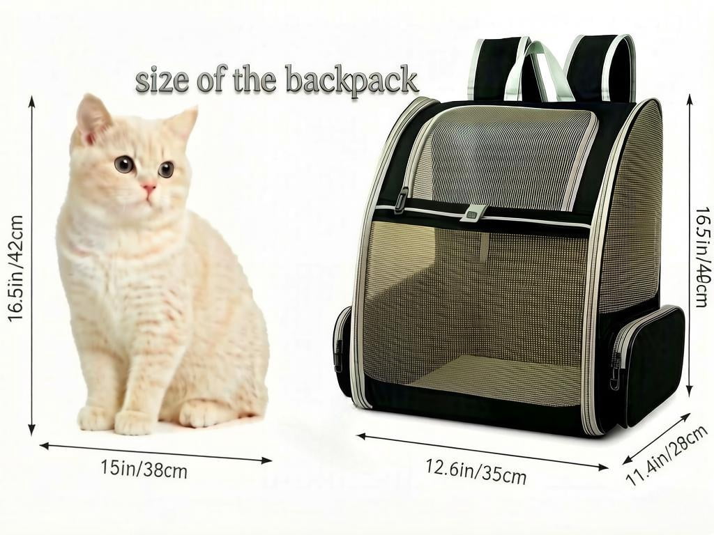 Pet Backpack Carrier for Small Dogs & Cats | Up to 15lbs Capacity | Foldable with Breathable Mesh Windows | Ideal for Travel, Hiking & Outdoor Adventures(Black)