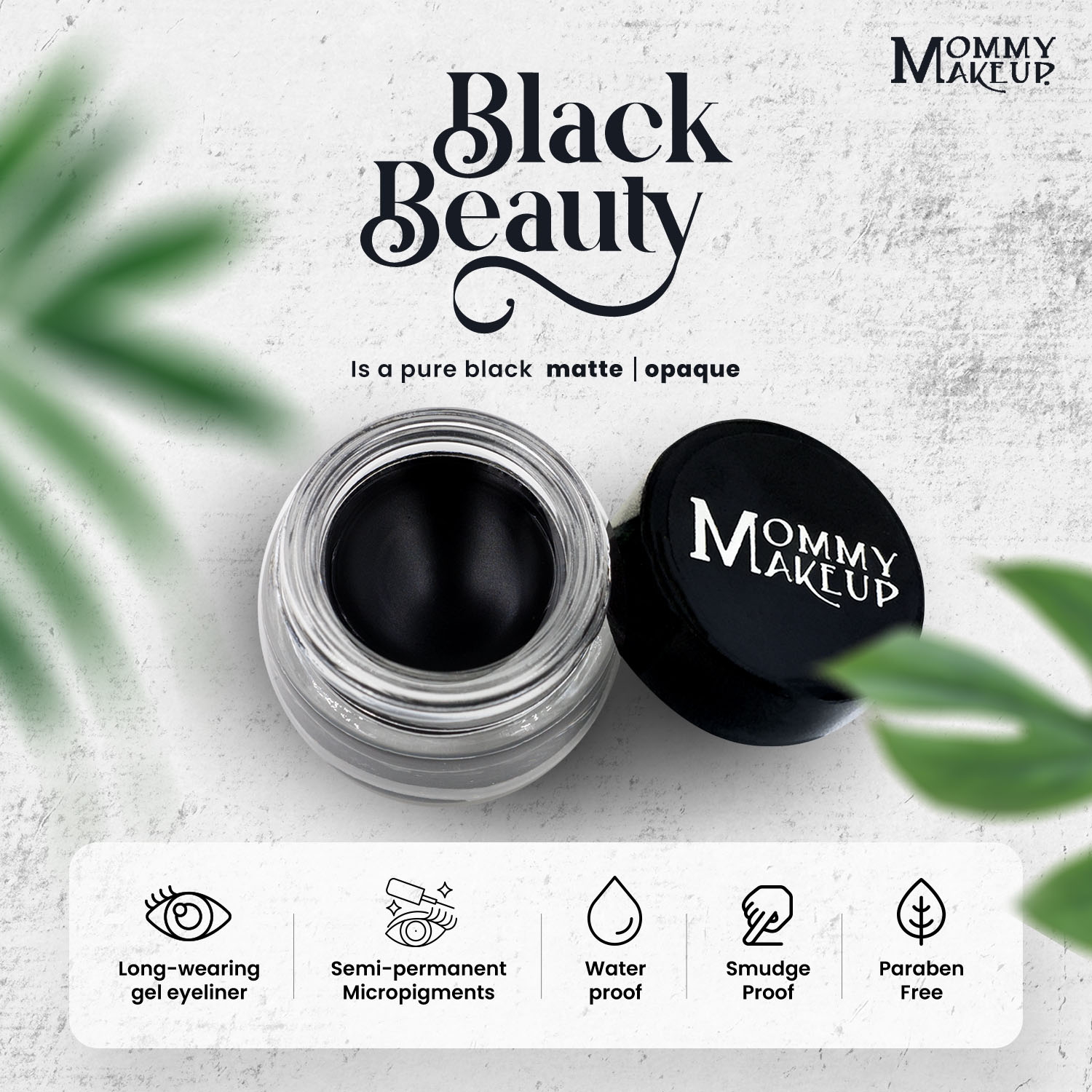 Waterproof Gel Eyeliner Pot in Black Beauty (Pure Black) - Long Wear Cream Eye Liner - Stay Put Gel Eyeliner by Mommy Makeup