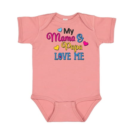 

Inktastic My Mama and Papa Love me with Hearts Gift Baby Boy or Baby Girl Bodysuit