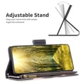 thumbnail image 4 of iPhone 16 Case Zipper Purse Embossed Pattern Premium Leather Wallet Cover Flip Stand Card Slots Holder Magnetic Closure with Wrist Strap Case for iPhone 16, Lotus, 4 of 9
