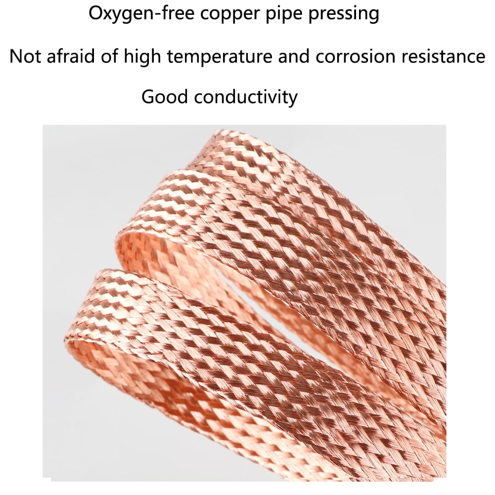 Bare copper braided grounding wire, which can be welded with oxygen-free copper wire (width: 15mm, thickness: 1.5mm, length: 5m)