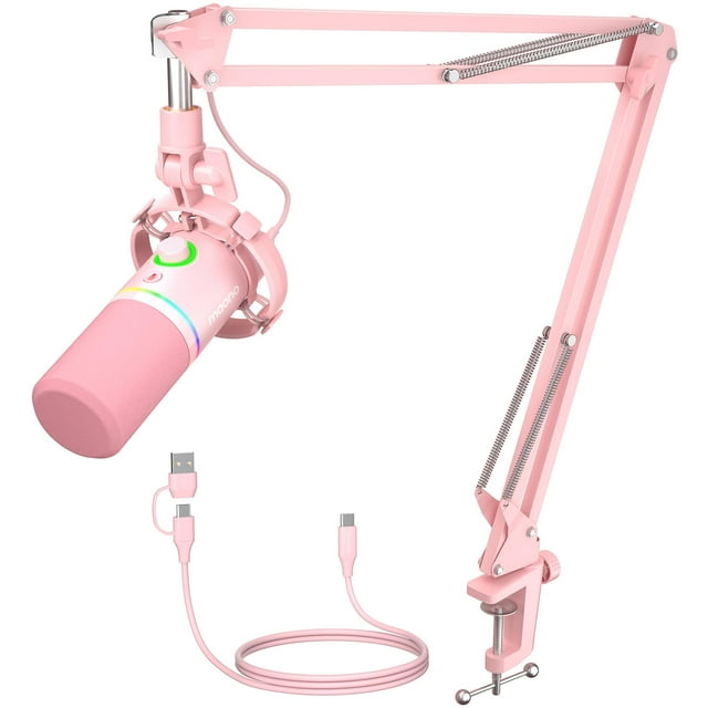 Micrófono MAONO PD200XS Dynamic XLR/USB con software rosa