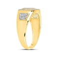 thumbnail image 3 of 10kt Yellow Gold Mens Round Diamond Diagonal Square Cluster Ring 1/3 Cttw, 3 of 4