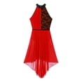thumbnail image 5 of Alvivi Women's Modern Lyrical Dance Dress Sleeveless Floral Lace Leotard Sheer Tulle Flowy Skirt Red&Black XXL, 5 of 7