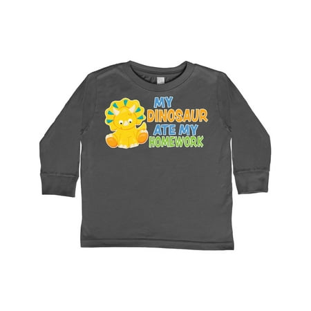 

Inktastic My Dinosaur ate my Homework with Cute Dinosaur Gift Toddler Boy or Toddler Girl Long Sleeve T-Shirt