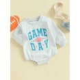 thumbnail image 3 of Wassery Baby Boys Girls Romper Clothes Infant Boys Girls Football Letter Print Long Sleeve Crew Neck Bodysuits 6M 12M 18M 24M Newborn Boys Girls Fall Playsuits, 3 of 8