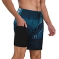 thumbnail image 2 of Yiaed Lonely Night Wolf Print Mens Swim Trunks Bathing Suit Compression Liner Beach Swim Shorts Swimwear Quick Dry Zipper Pocket No-Chafing Board Short-Large, 2 of 6