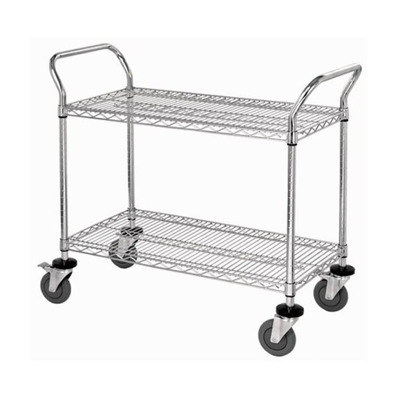 Quantum Storage WRC-1842-2CO Wire Shelving Mobile Cart With 2 Shelves Conductive