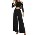 thumbnail image 4 of Xyxonk Womens Wide Leg Stretchy Work Pants High Waisted Pants Casual Loose Fit Long Straight Business Dress Pants Trousers with Pockets, Black XL, 4 of 5