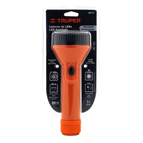 Linterna LED Truper Recargable Anaranjada