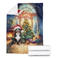 thumbnail image 2 of Merry Christmas Bernese Mountain Dog Santa Hat Xmas Tree Winter Holiday Cozy Fleece Blanket Berner Lover Gifts Warm Soft Throw Blanket - 01013, 2 of 5