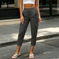 thumbnail image 4 of Lenpel Capri Cargo Pants for Women High Waist Tapered Cropped Trousers Summer Casual Loose Pull on Capris, 4 of 7
